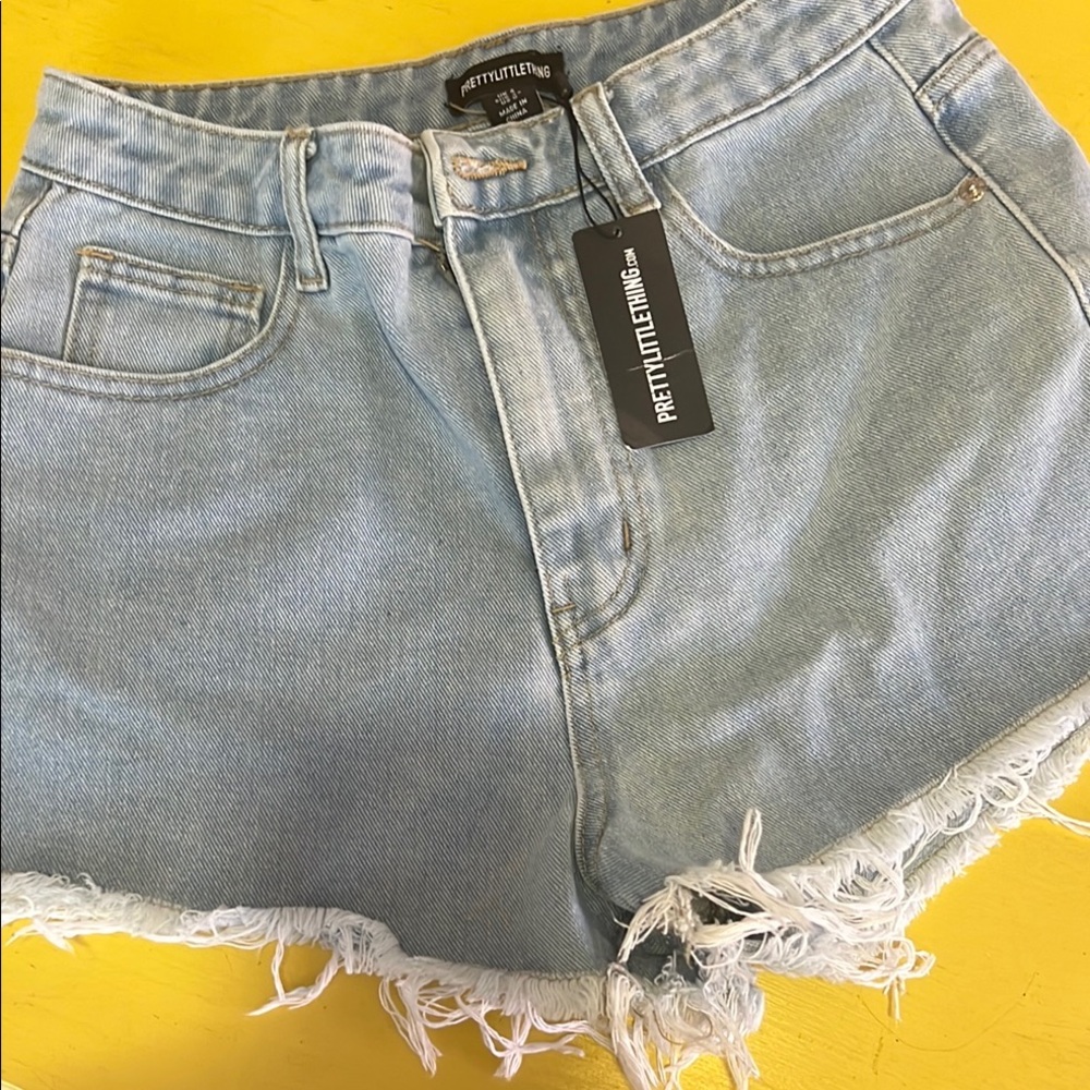 PrettyLittleThing Blue Distressed Jean Shorts